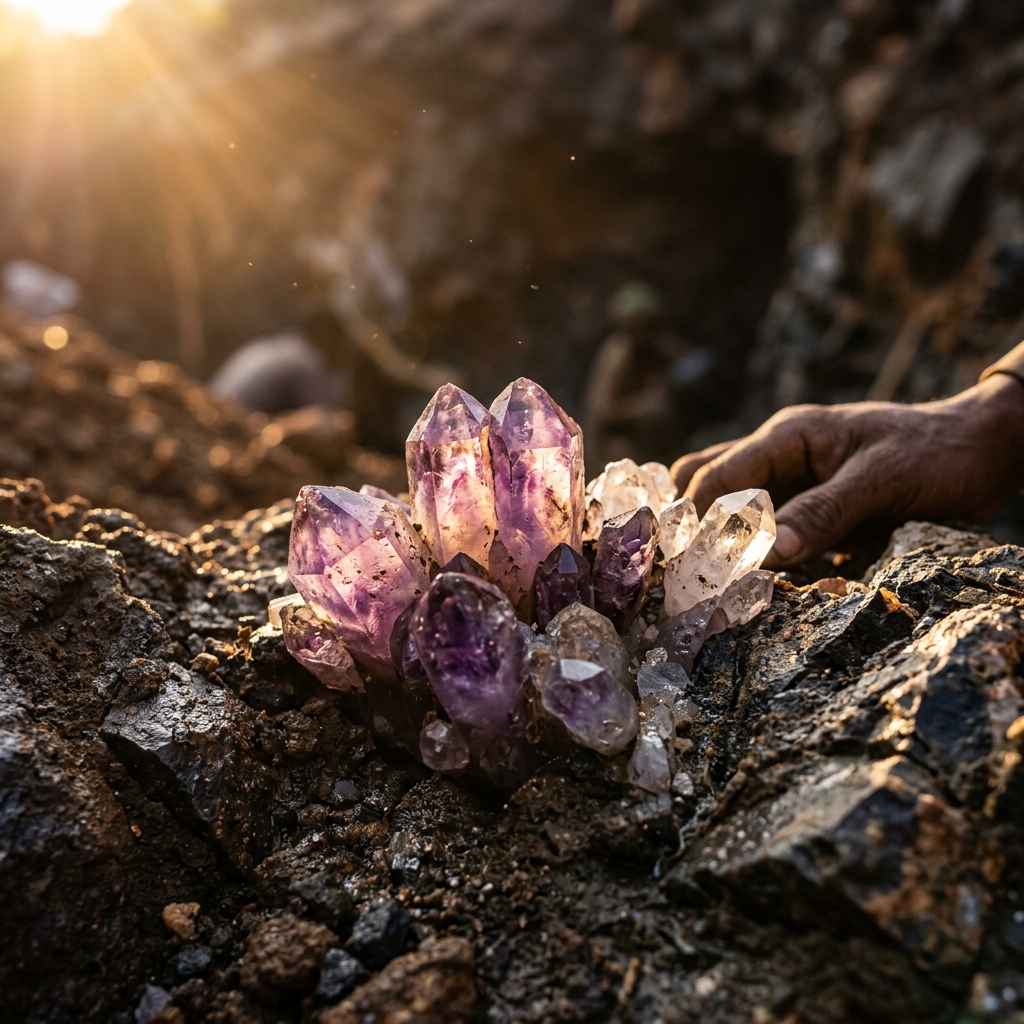 Crystal mining raw stones